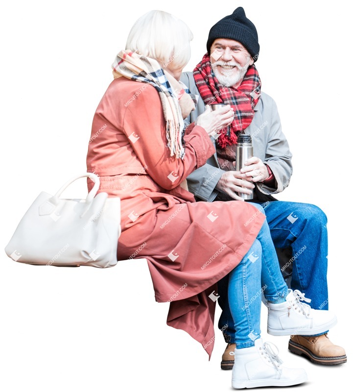 Elderly couple drinking people png (6002)