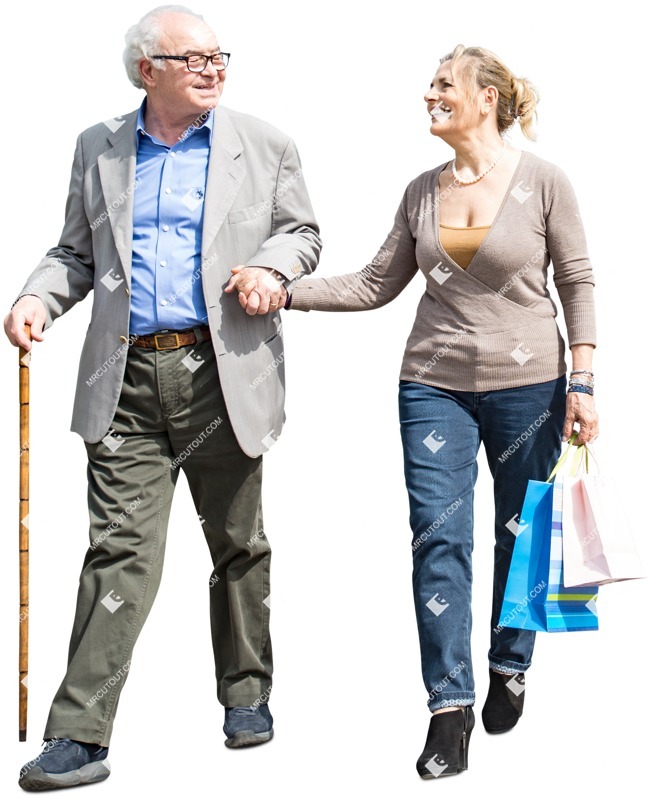 Elderly couple shopping cut out pictures (3620)
