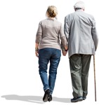 Old people walking away from the camera elderly couple people png | MrCutout.com - miniature
