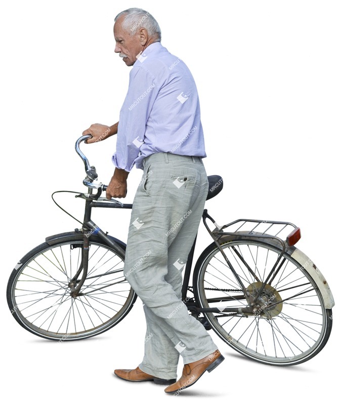 Elderly cycling people cutouts (3221)