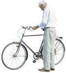Elderly cycling cut out people (2876) - miniature