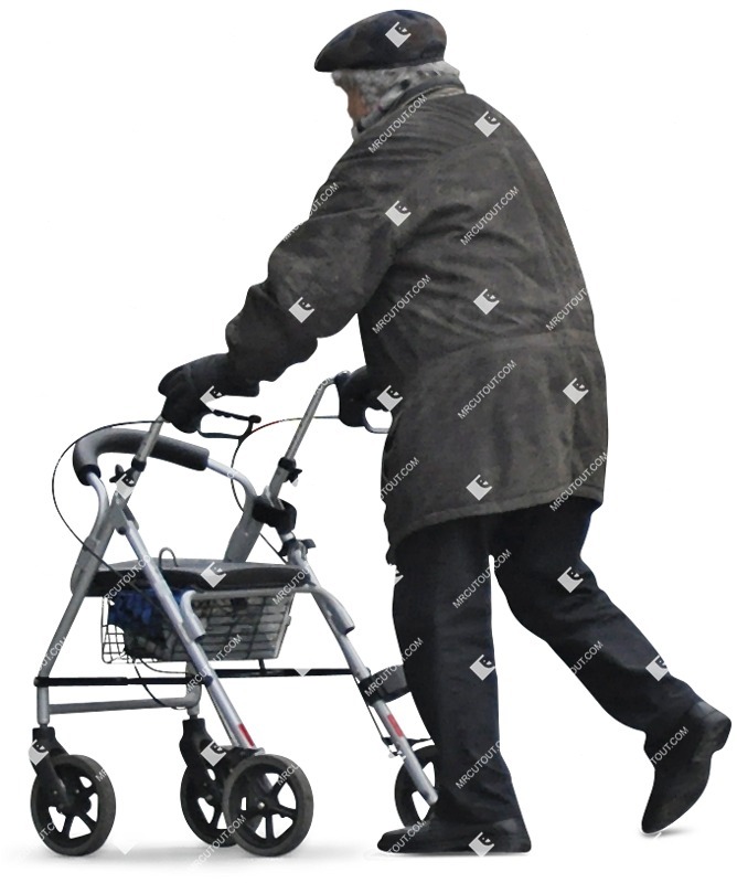 Elderly man grandfather walking people png (3438)