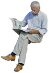 Elderly reading a newspaper sitting photoshop people (3027) - miniature