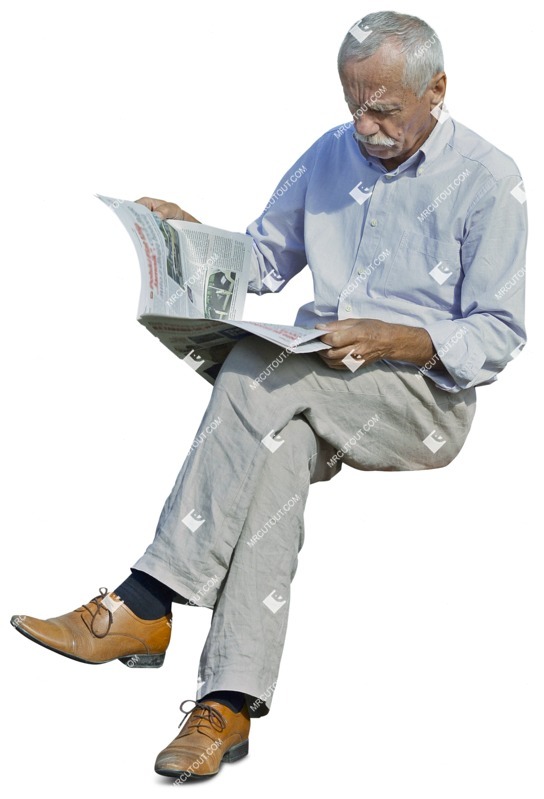 Elderly reading a newspaper sitting photoshop people (3027)
