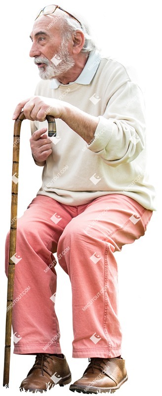 Elderly sitting people png (4569)