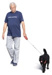 Cut out Elderly Walking The Dog 0002 | MrCutout.com - miniature