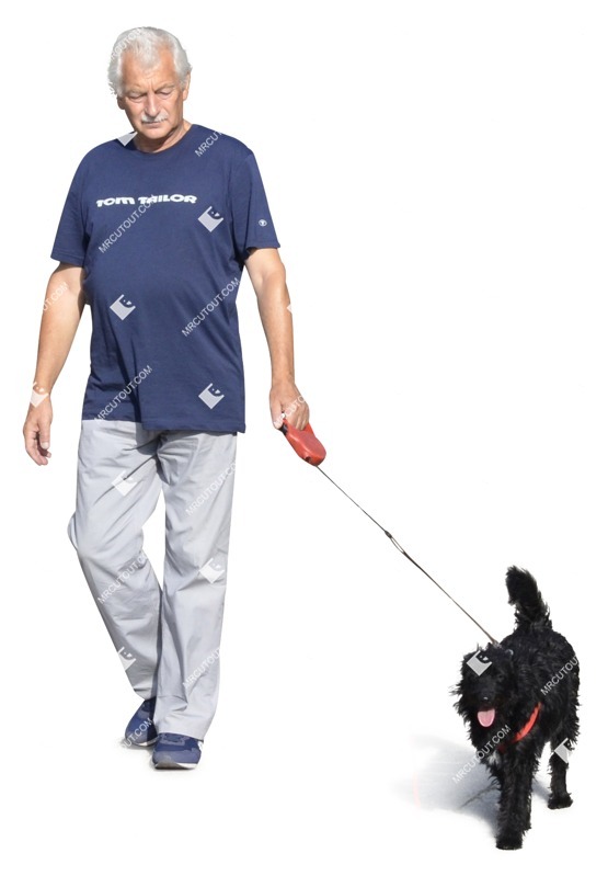 Elderly walking the dog people png (2072)
