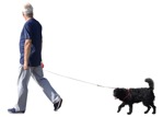 Elderly walking the dog entourage people (2110) - miniature