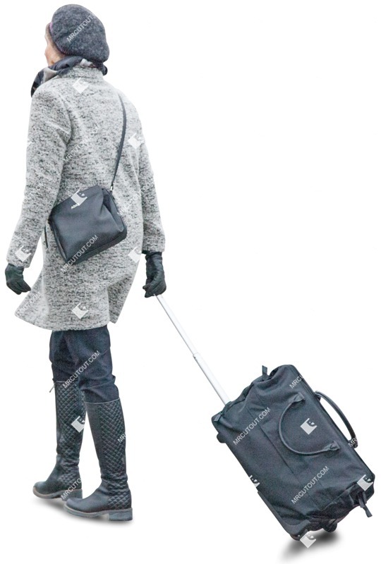 Elderly with a baggage walking people png (2769)