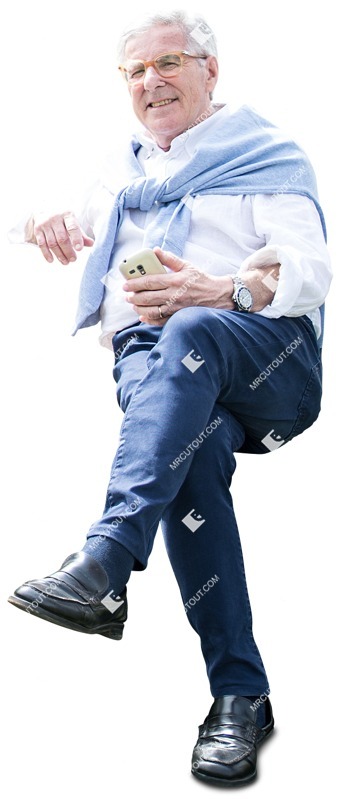 Elderly with a smartphone sitting photoshop people (4797)