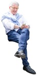 Elderly with a smartphone sitting human png (3543) - miniature