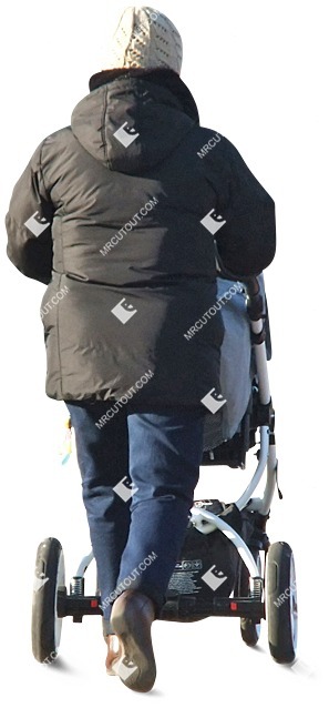 Elderly with a stroller walking people png (4035)
