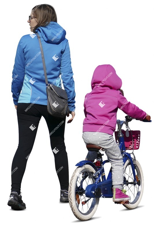 Family cycling people png (10631)