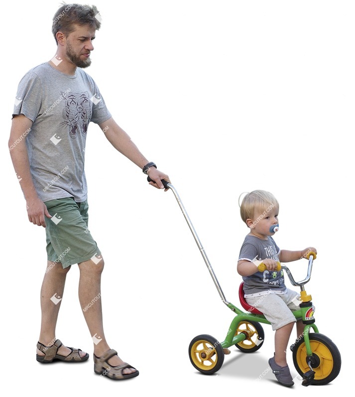 Family cycling cut out people (12443)