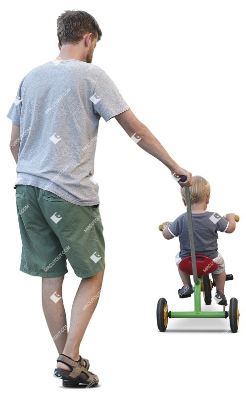 Family cycling cut out people (12815)