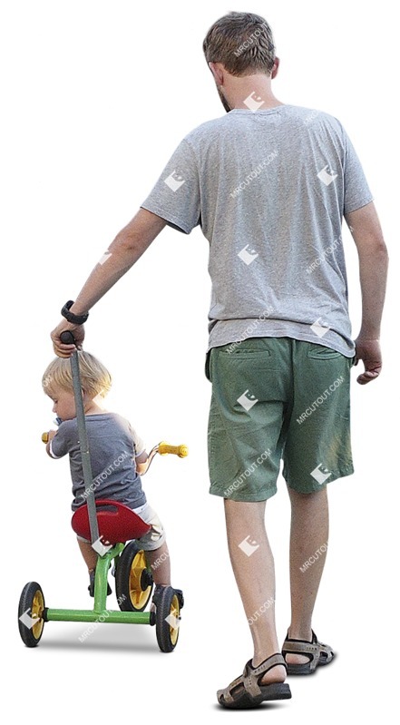 Family cycling cut out people (12813)