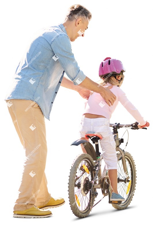 Family cycling cut out pictures (12761)