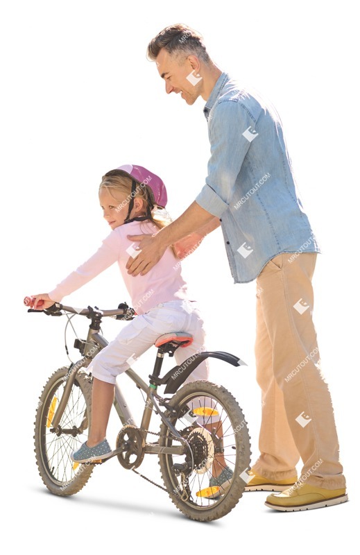 Family cycling cut out pictures (14464)