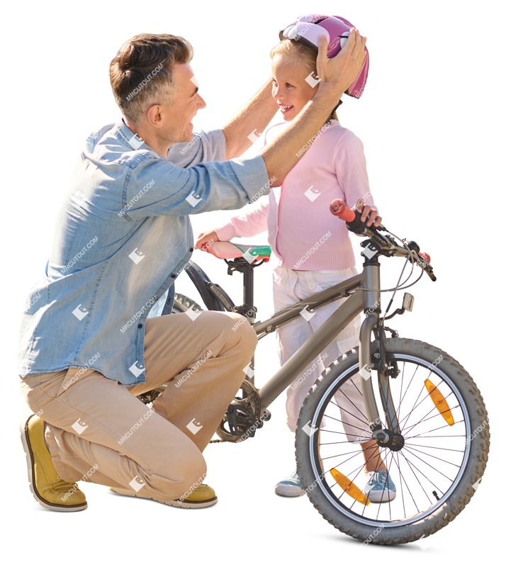Family cycling cut out pictures (12764)