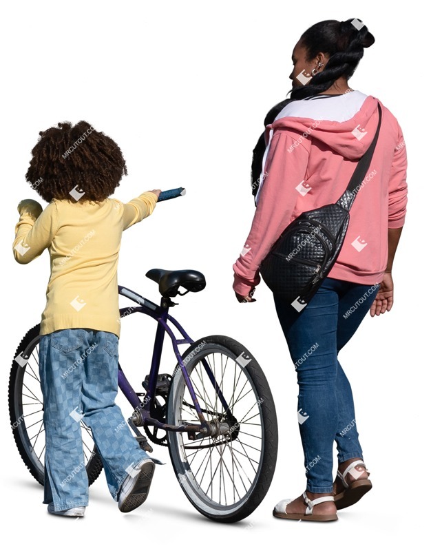 Family cycling cut out people (18838)