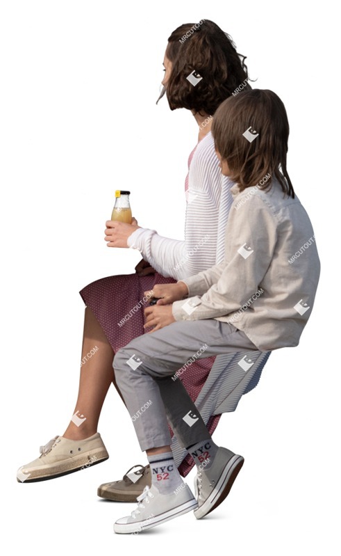 Family drinking people cutouts (14644)