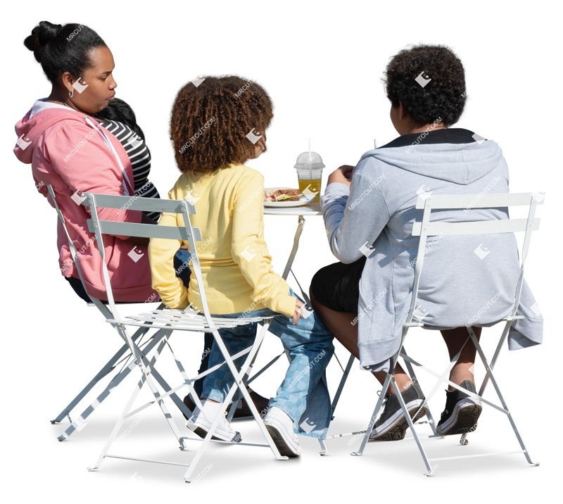 Family drinking cut out people (18123)