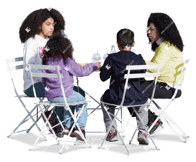 Family drinking cut out people (19947)