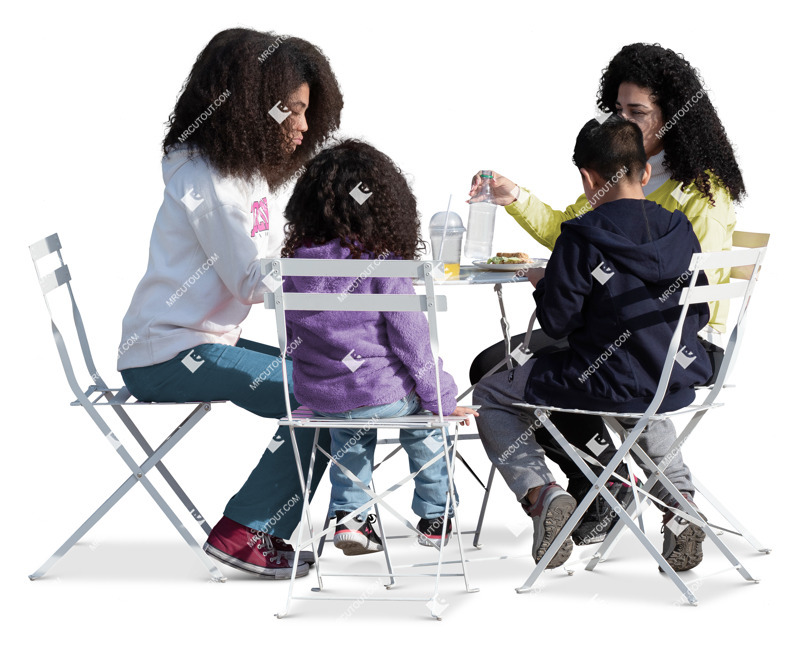 Family drinking cut out people (20205)