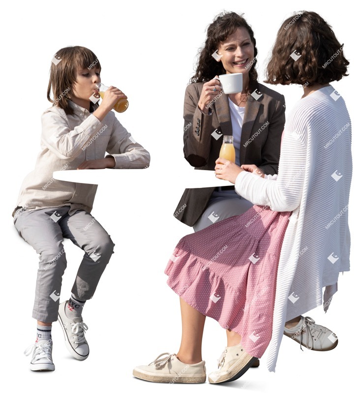 Family drinking coffee person png (12309)
