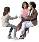 Family drinking coffee cut out people (13576) - miniature