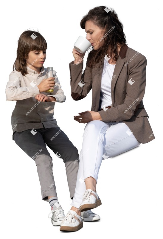 Family drinking coffee people png (13204)