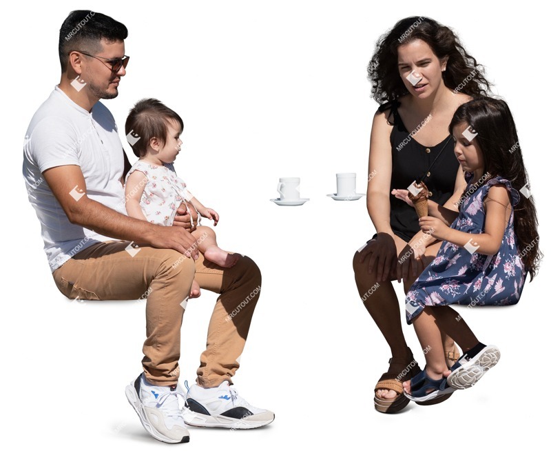 Family drinking coffee person png (19339)