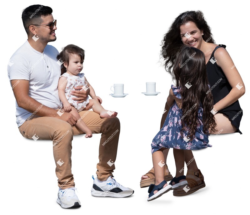 Family drinking coffee person png (16816)