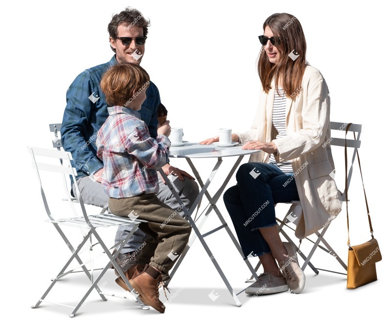 Family drinking coffee people png (15388)