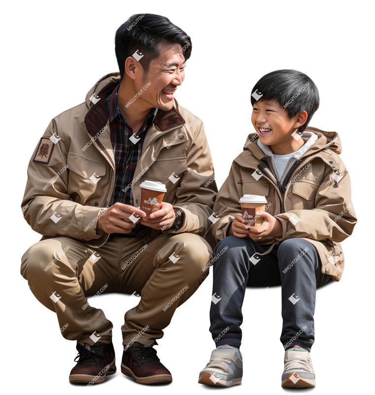 Family drinking coffee person png (19178)