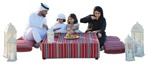 Family eating seated cut out people (6843) - miniature