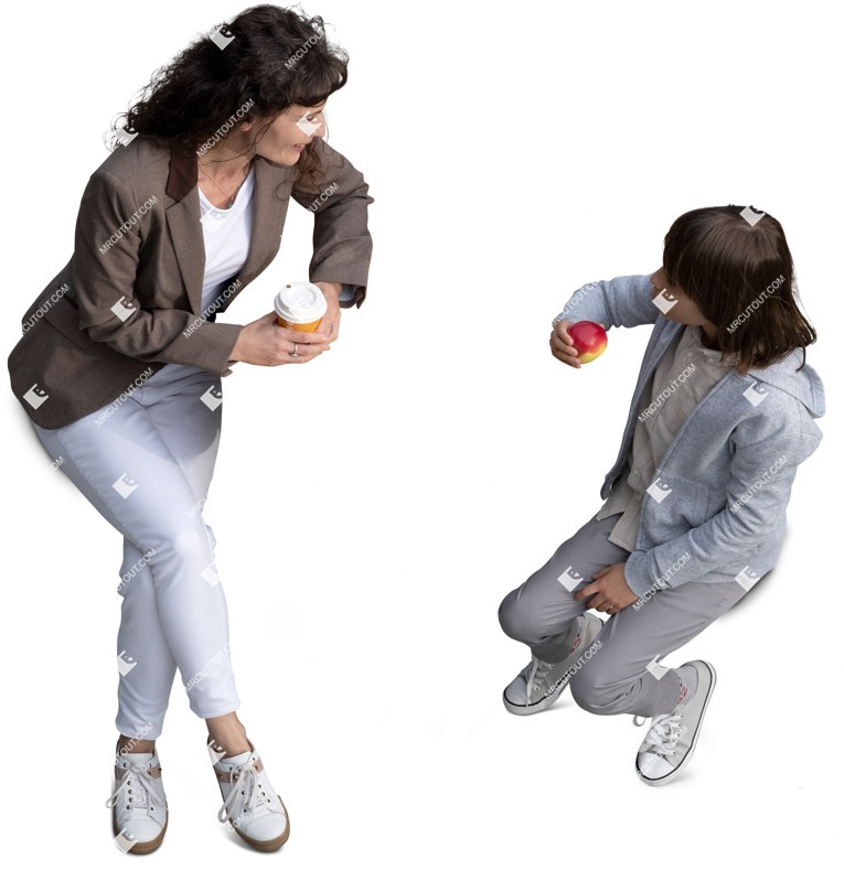 Family eating seated photoshop people (14099)
