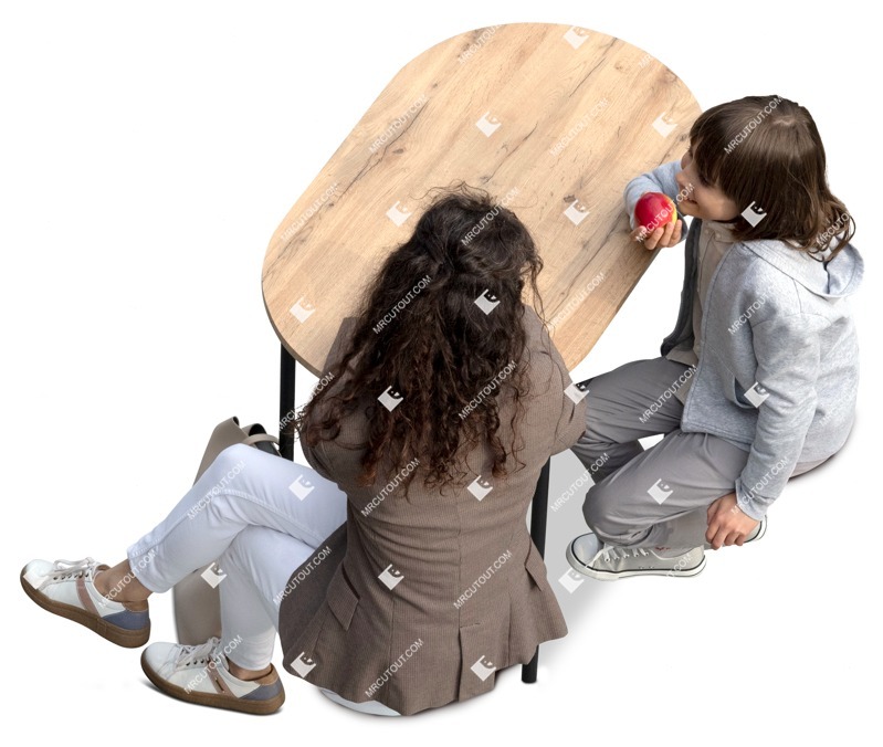 Family eating seated photoshop people (13609)