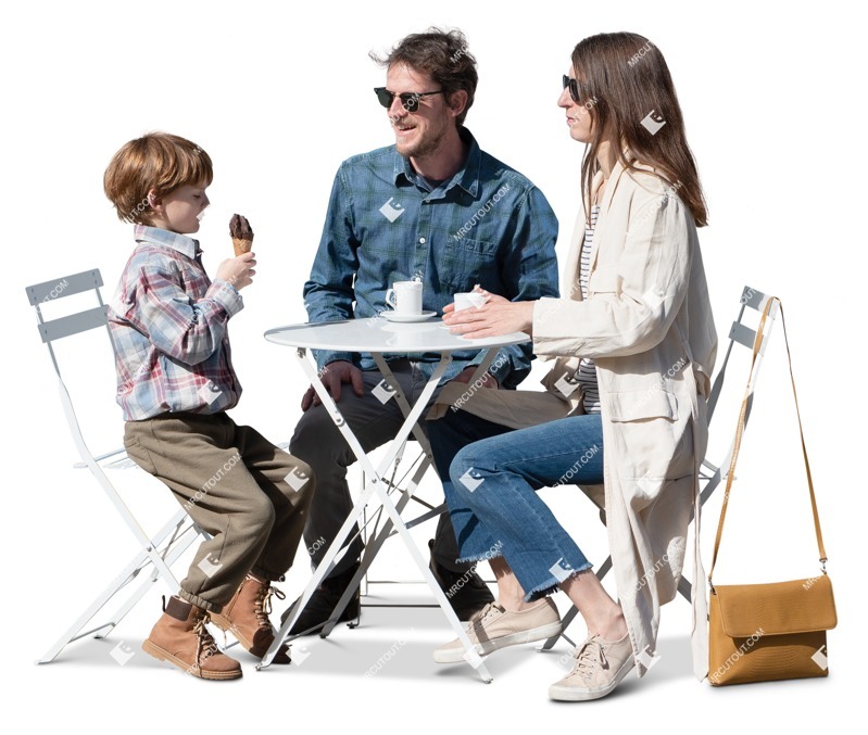 Family eating seated people png (15387)