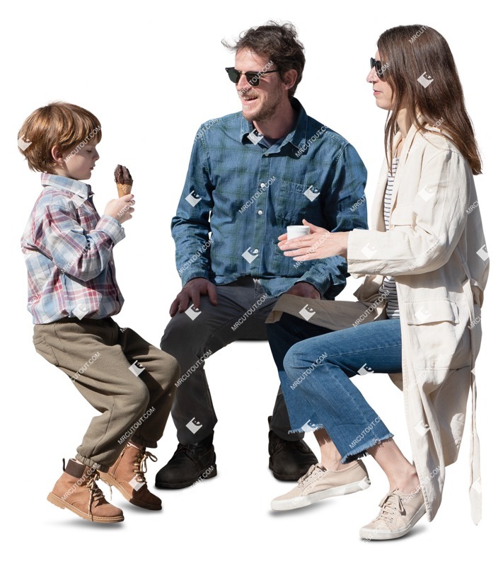 Family eating seated people png (15419)