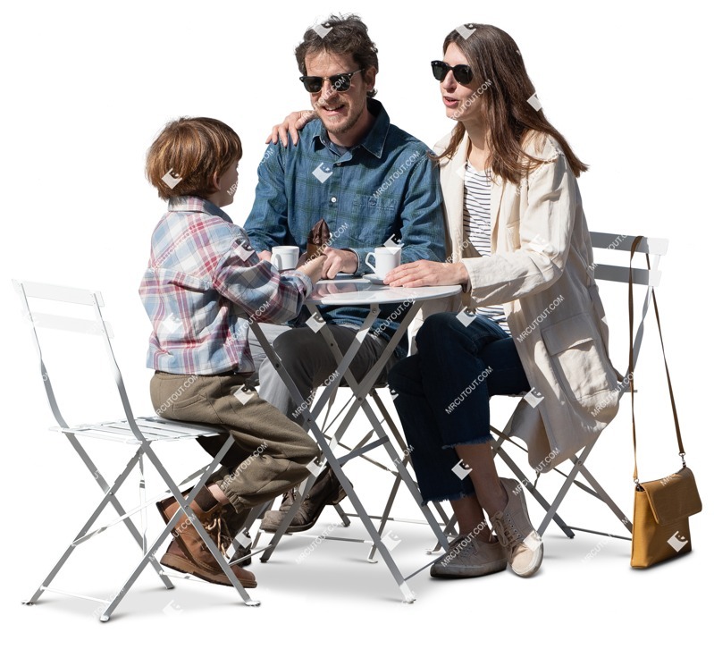 Family eating seated people png (15391)