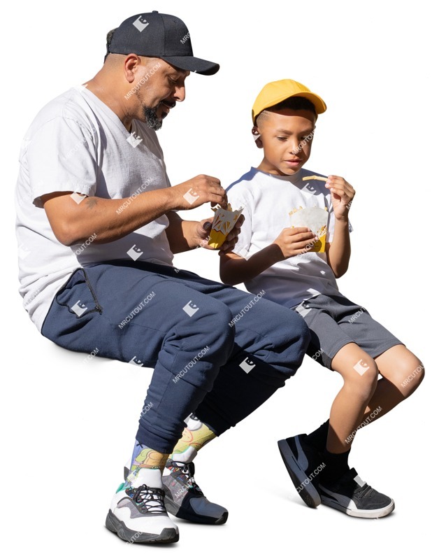 Family eating seated people png (16340)