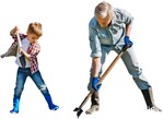 Family gardening cut out people (3878) - miniature