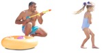 Family in a swimsuit playing  (7283) - miniature