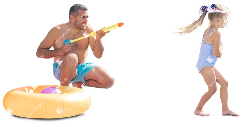 Family in a swimsuit playing people png (7283)