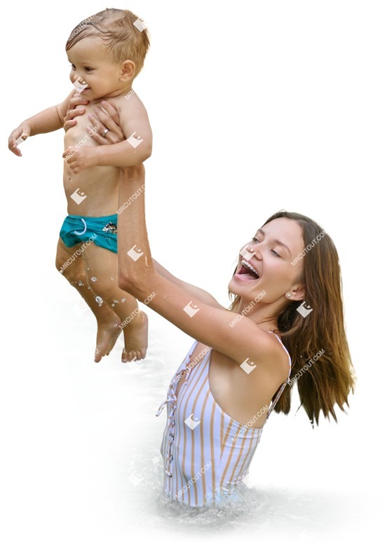 Family in a swimsuit standing png people (14077)