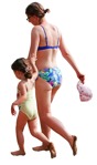 Family in a swimsuit walking cut out people (7732) - miniature