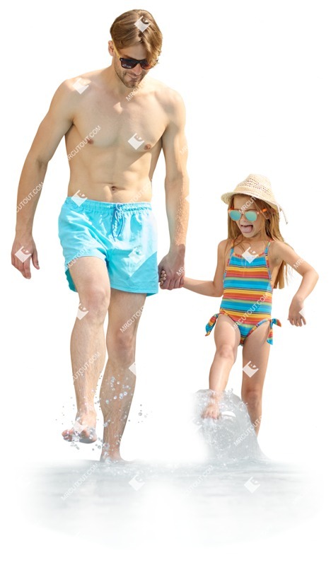 Family in a swimsuit walking png people (12760)