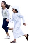 Two Muslim kids running and holding hands - people png - miniature