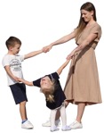 Family playing cut out pictures (10481) - miniature